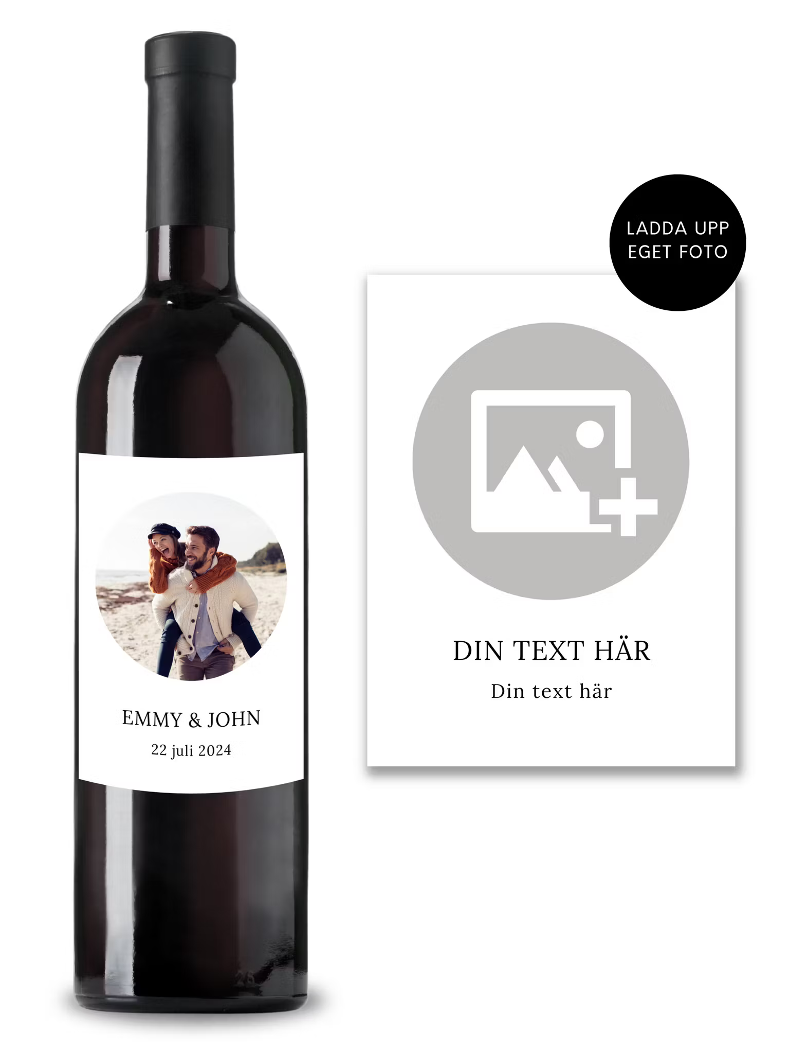Flasketiketter till Bröllop med Eget Foto