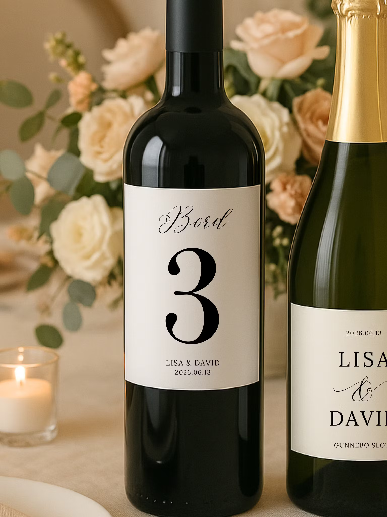 Flasketikett Bordsnummer