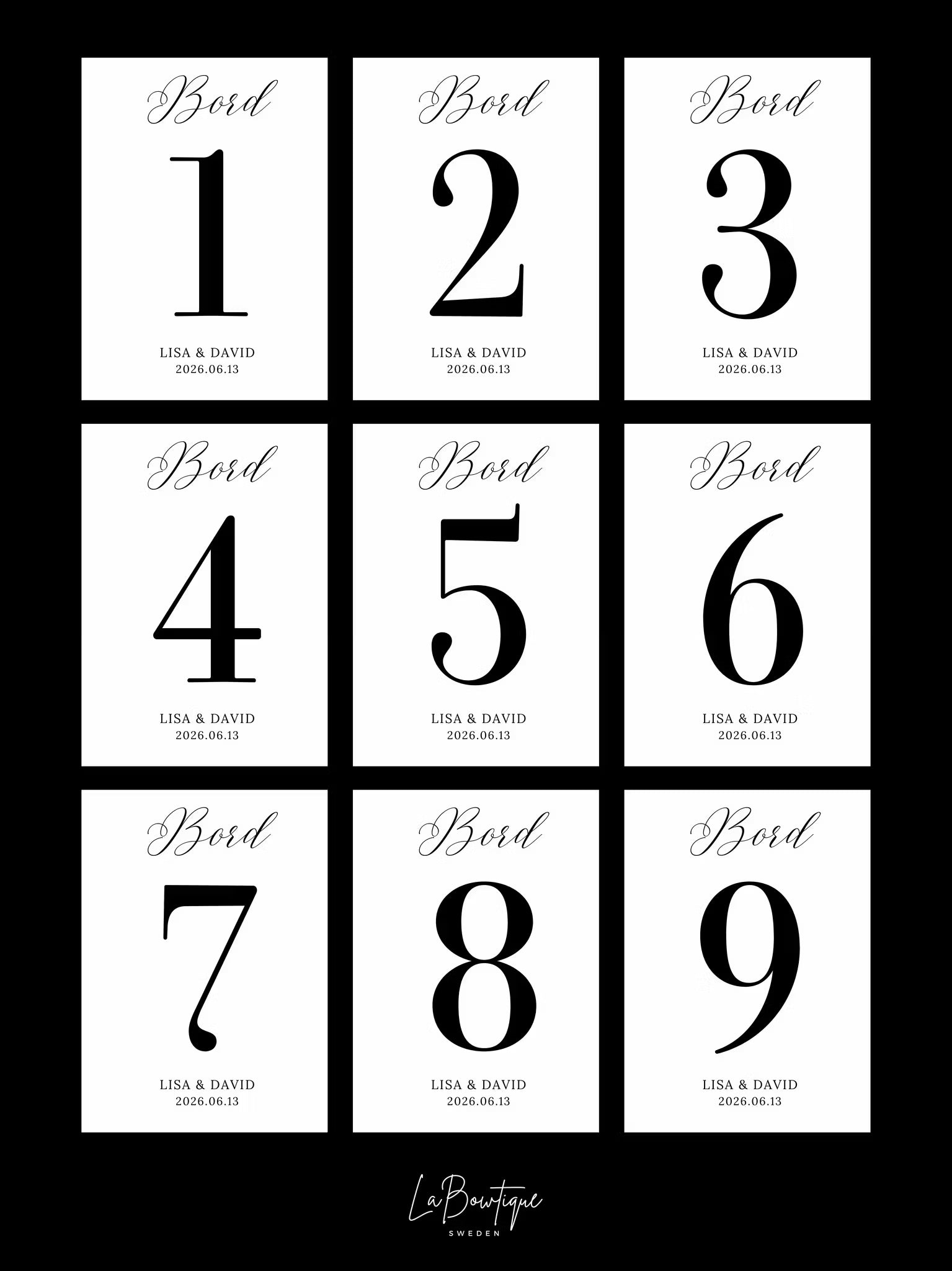 Flasketikett Bordsnummer