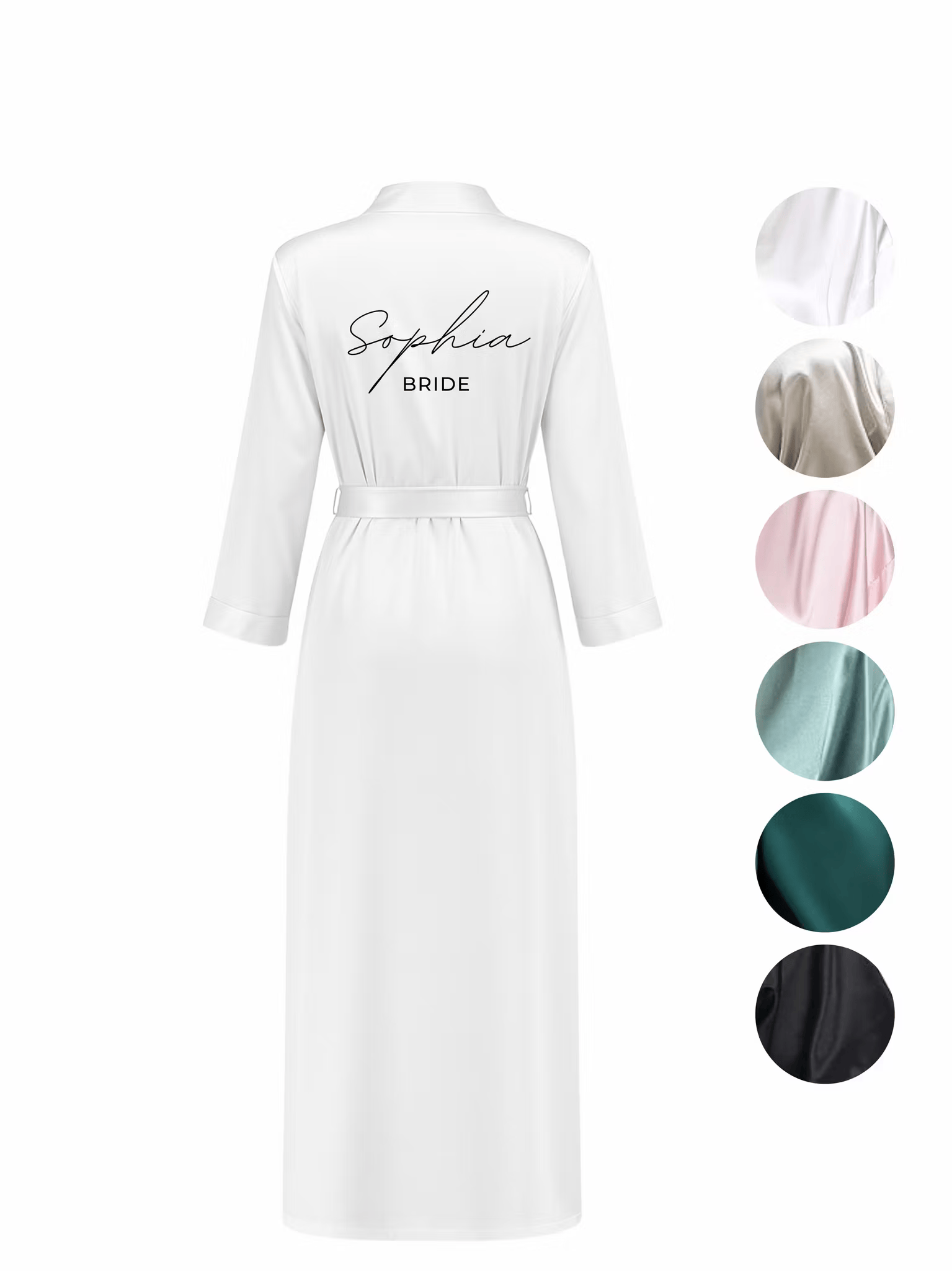 Lång Personlig morgonrock i exklusiv satin med tryck