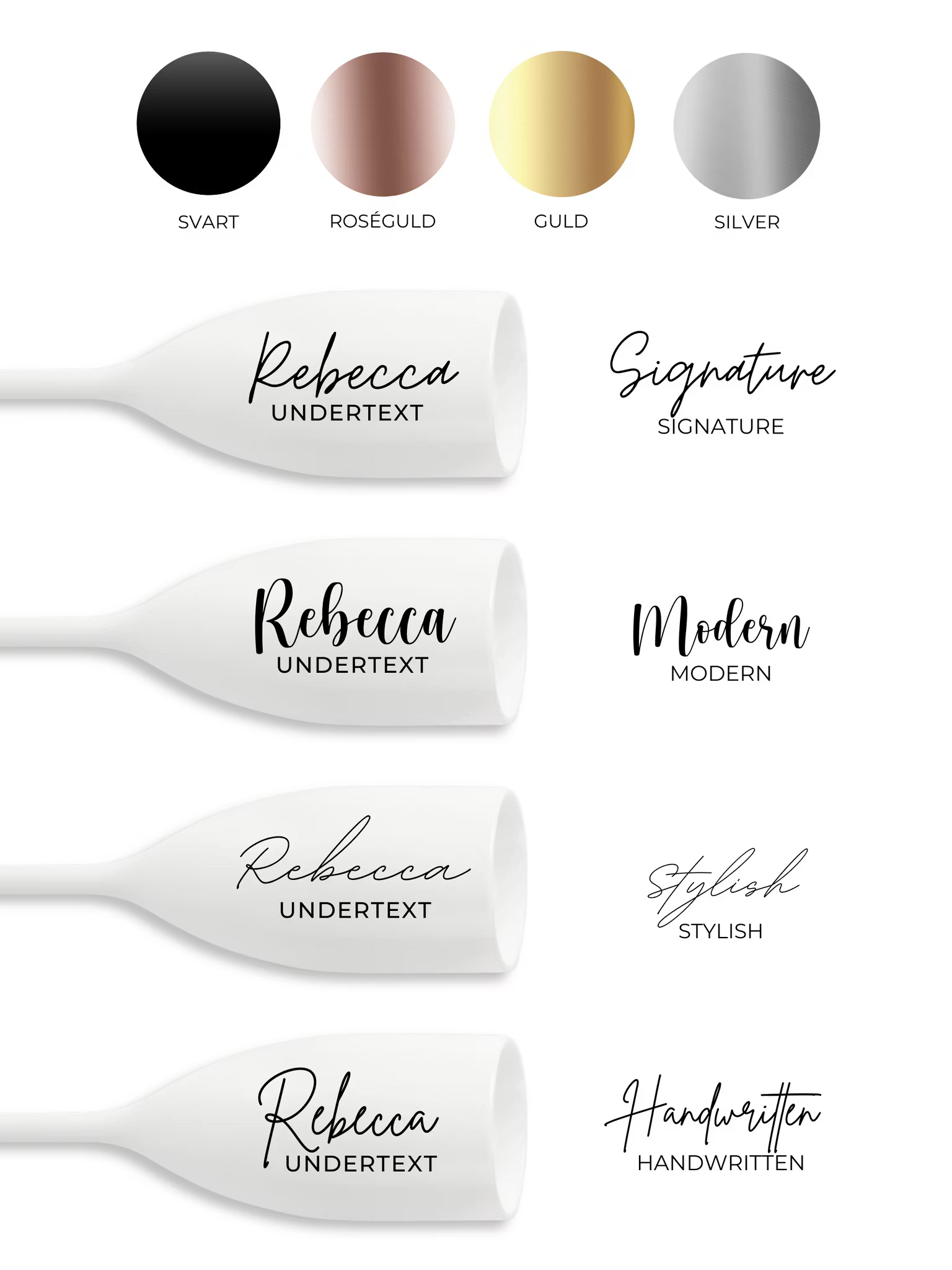 Vitt Champagneglas med Personlig Text - Typsnitt