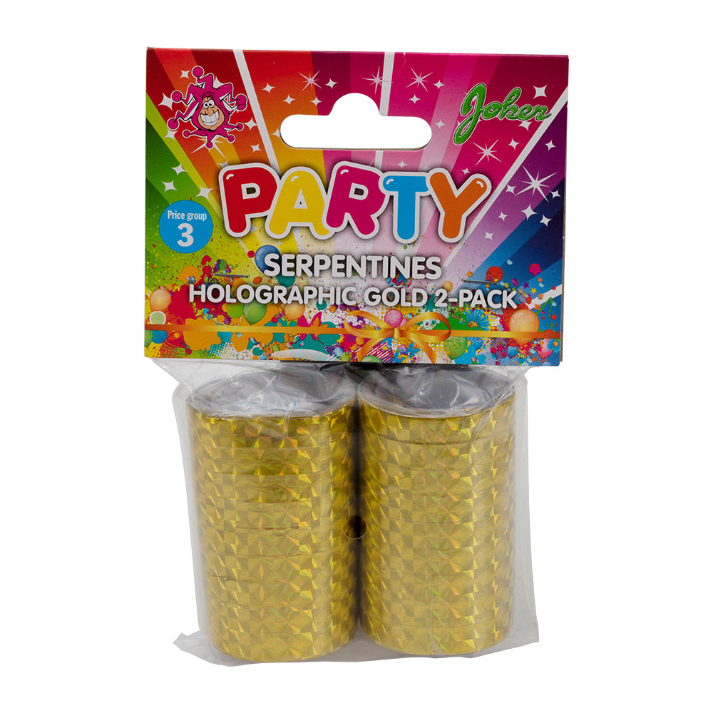 Holografiska Serpentiner i Guld 2-pack