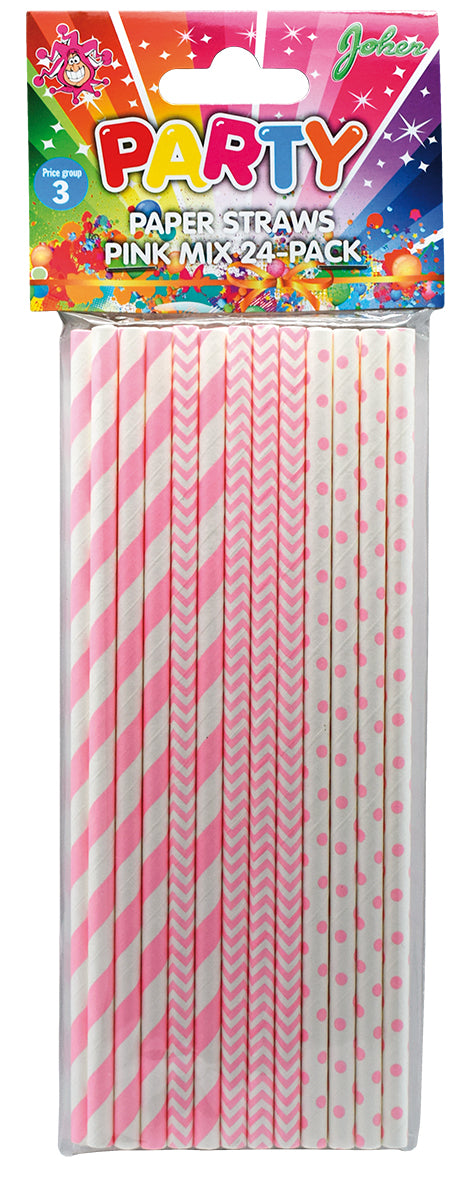 Papperssugrör Rosa 24-pack