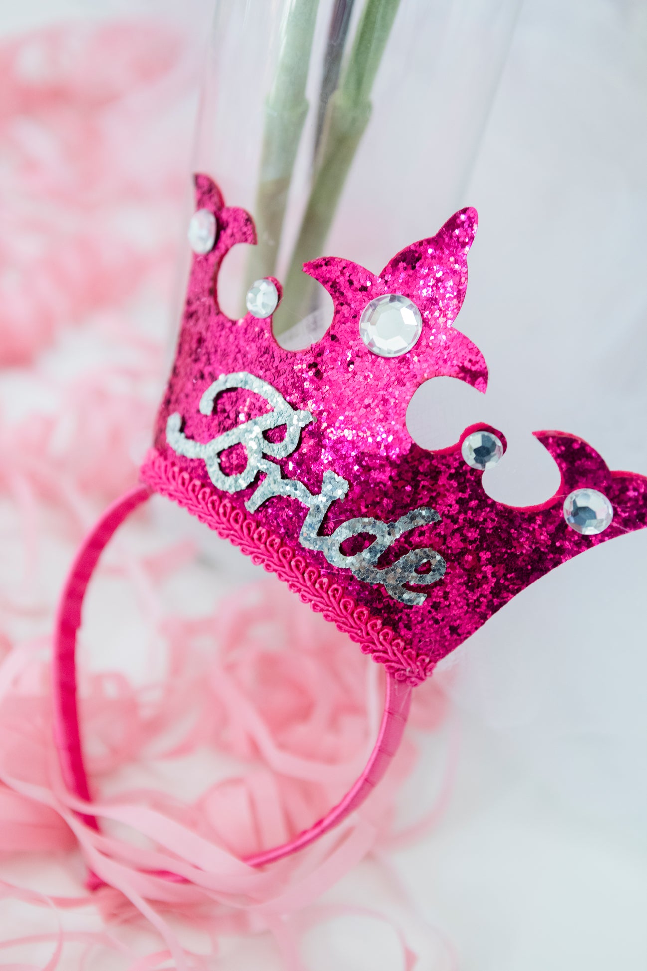 Diadem Bride To Be med Krona och Slöja Rosa