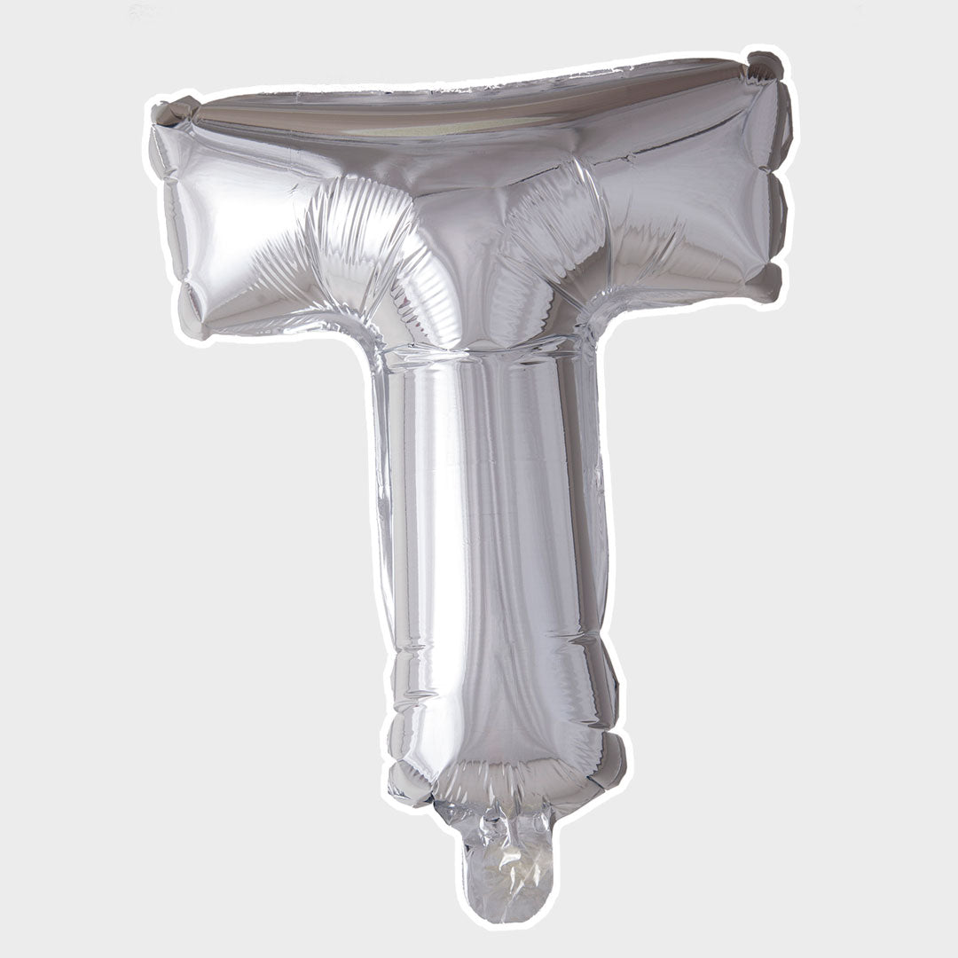 Bokstavsballong Silver Metallic T