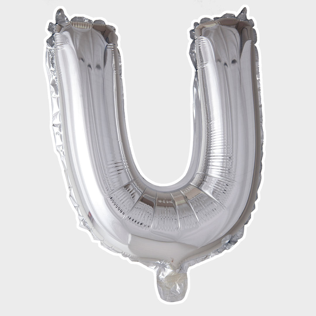 Bokstavsballong Silver Metallic U