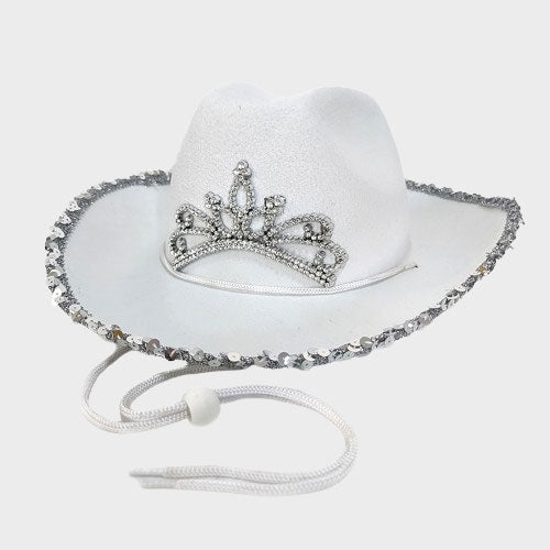 Cowboyhatt Vit Med Glitter