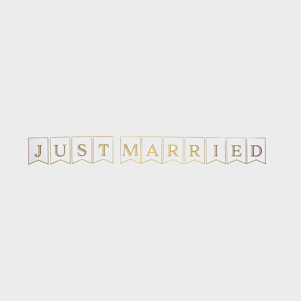 Girlang Just Married Vit med Guld text