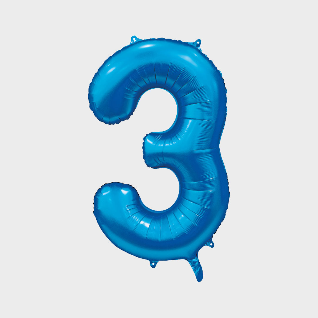 Sifferballong Blå Metallic 3 86 cm