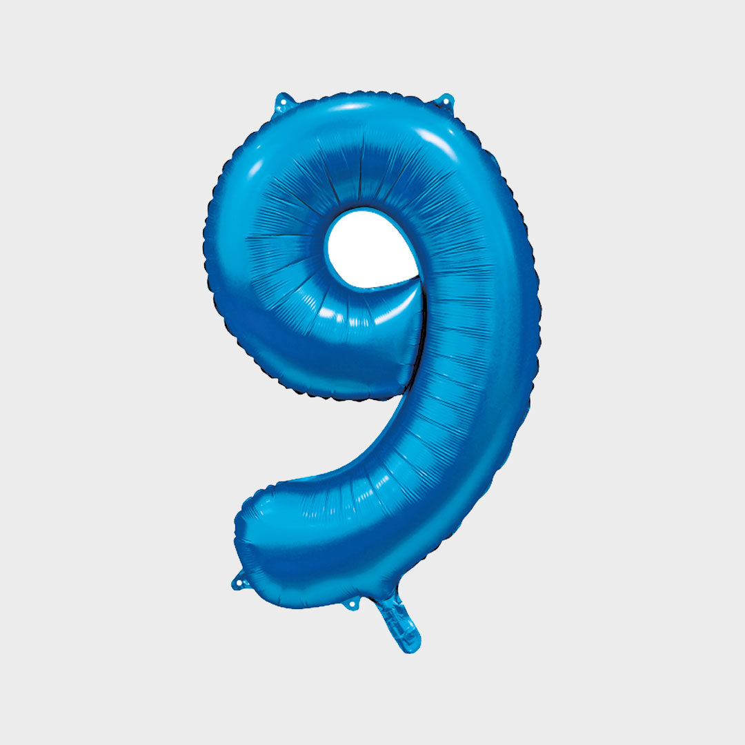 Sifferballong Blå Metallic 9 86 cm