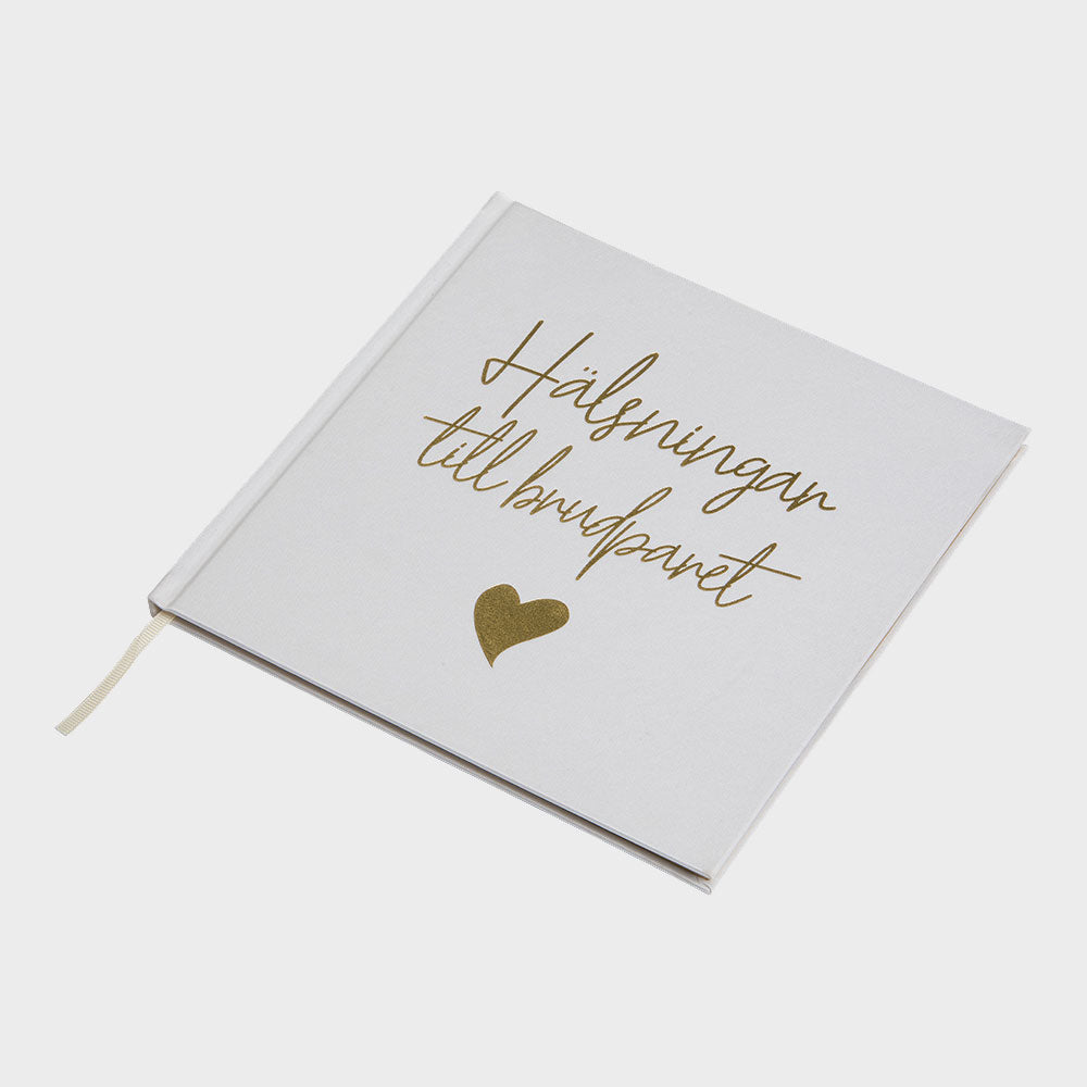 Vit gästbok hälsningar till brudparet