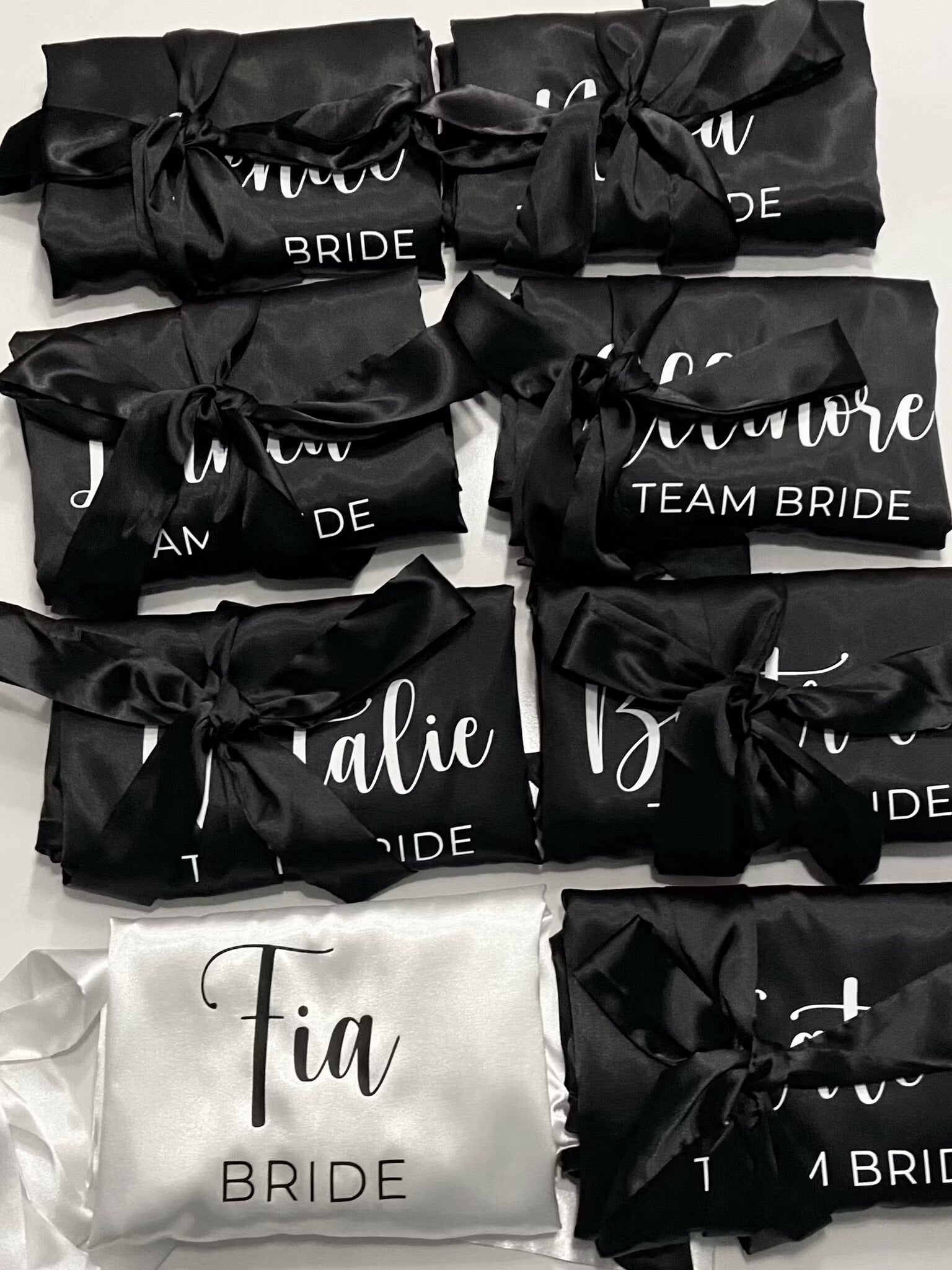 Lång Personlig morgonrock i exklusiv satin med tryck