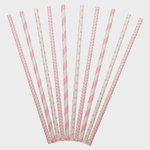 Papperssugrör Rosa 24-pack