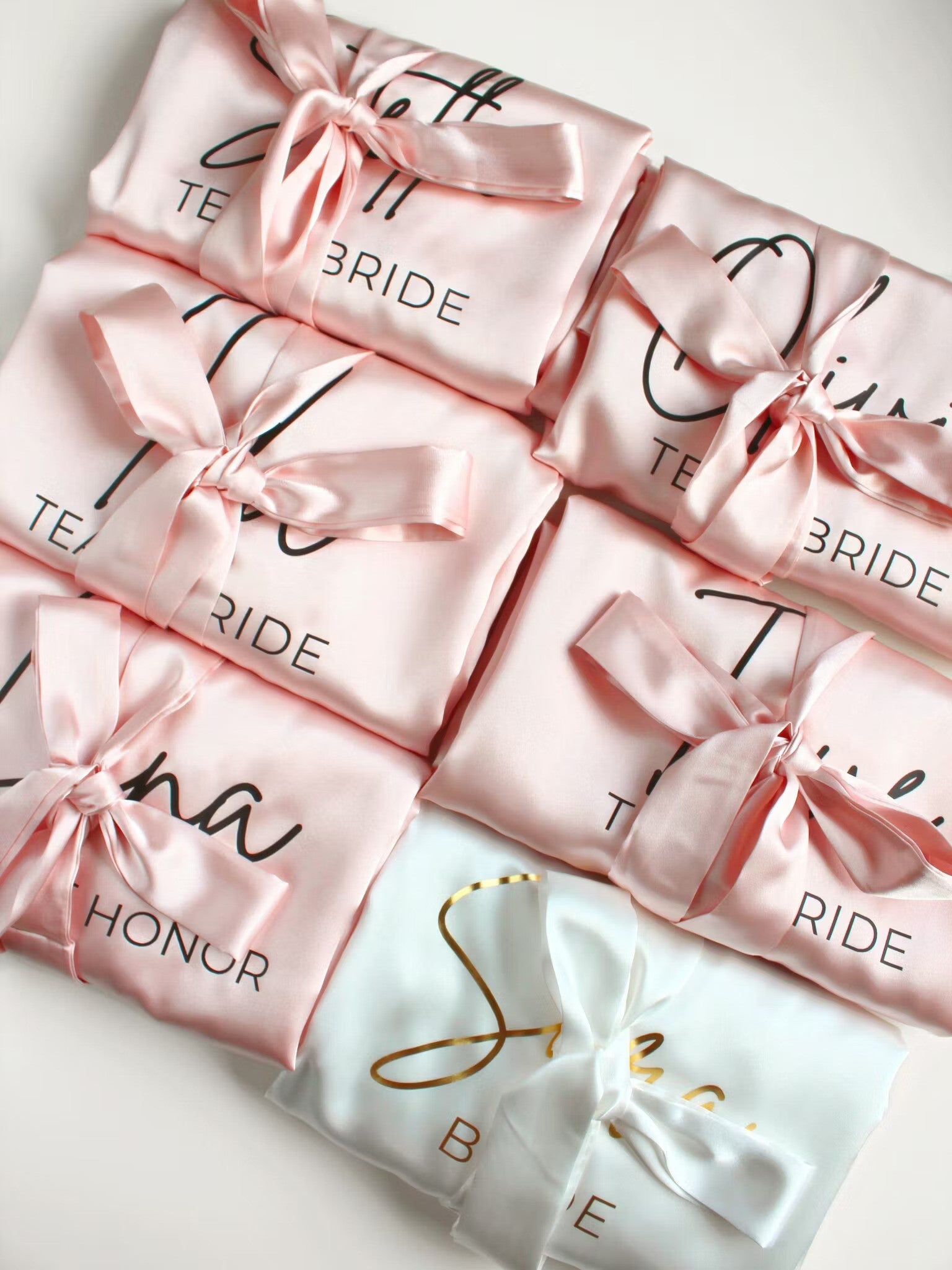 Lång Personlig morgonrock i exklusiv satin med tryck