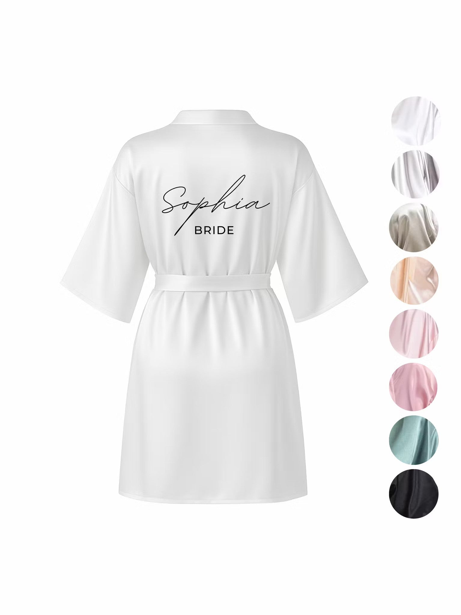 Personlig morgonrock i exklusiv satin med tryck