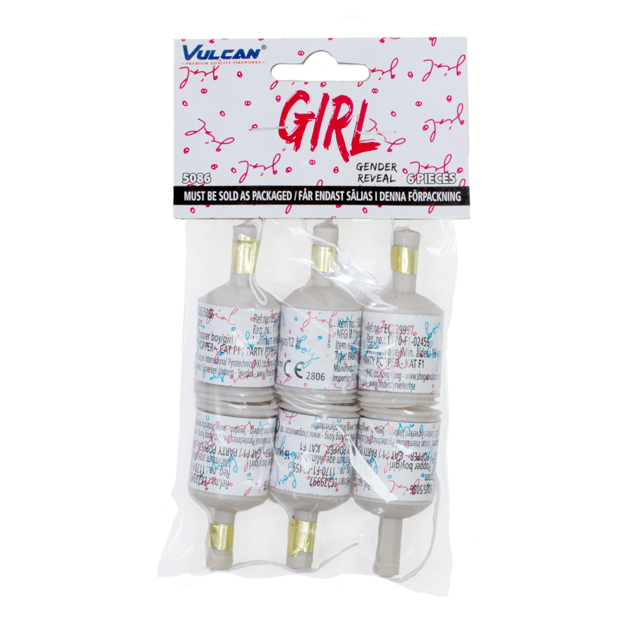 Party Poppers Gender Reveal Girl 6st/fp