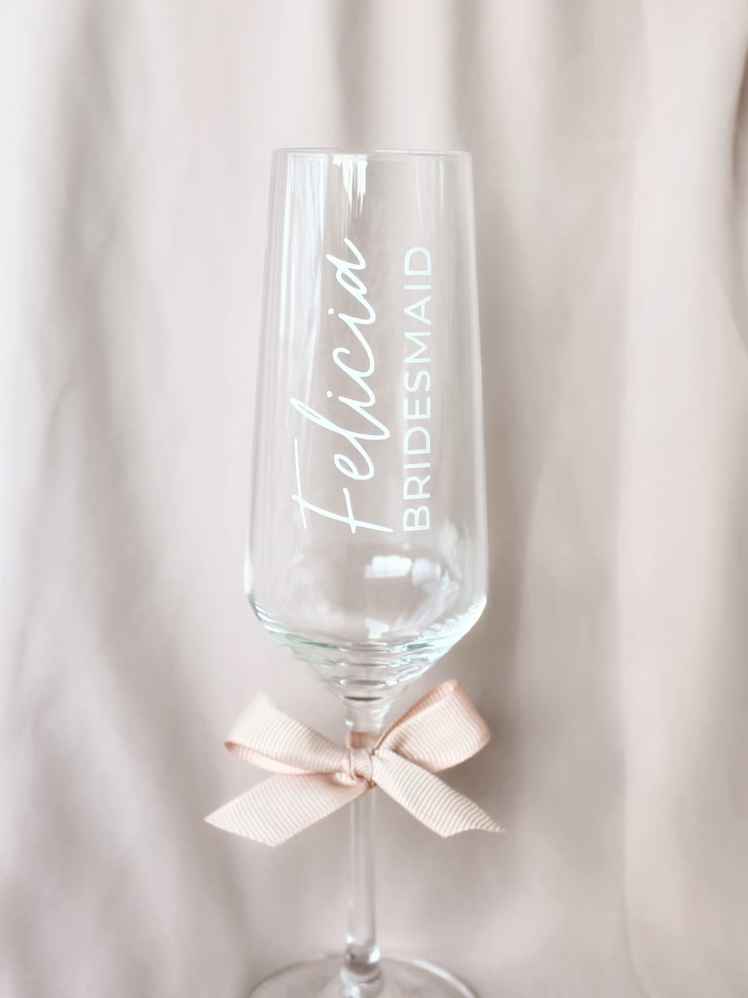 Champagneglas med Eget Tryck Rosa Rosett