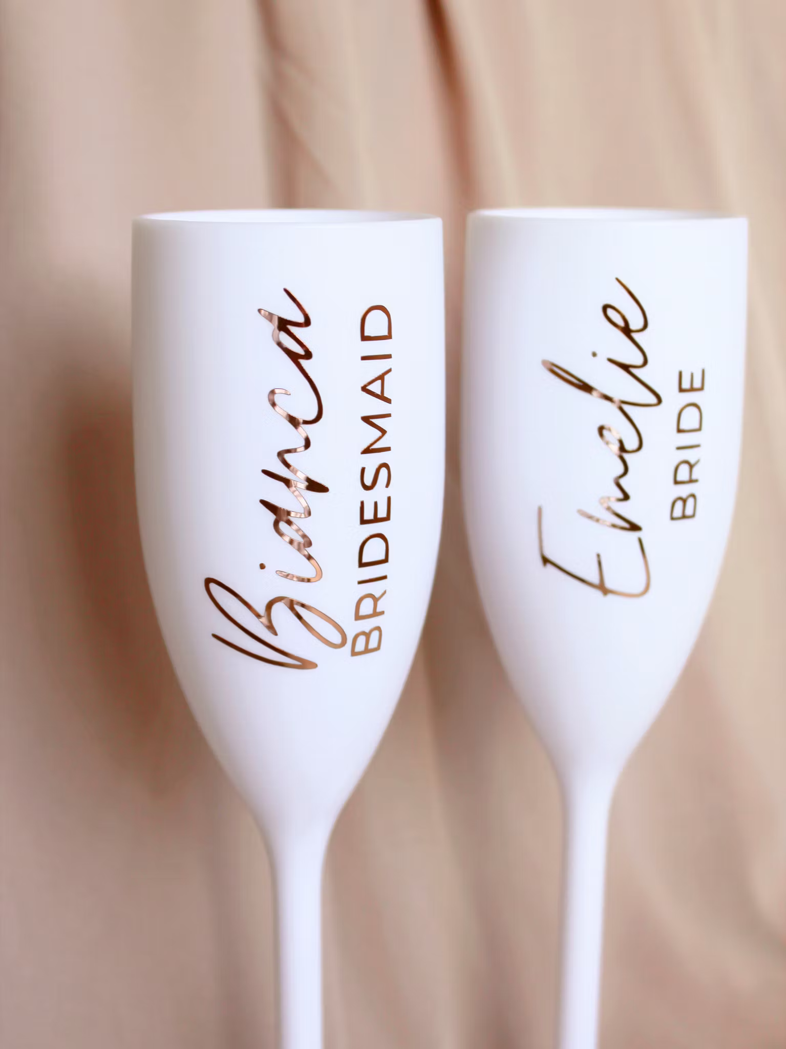 Vitt Champagneglas med Personlig Text