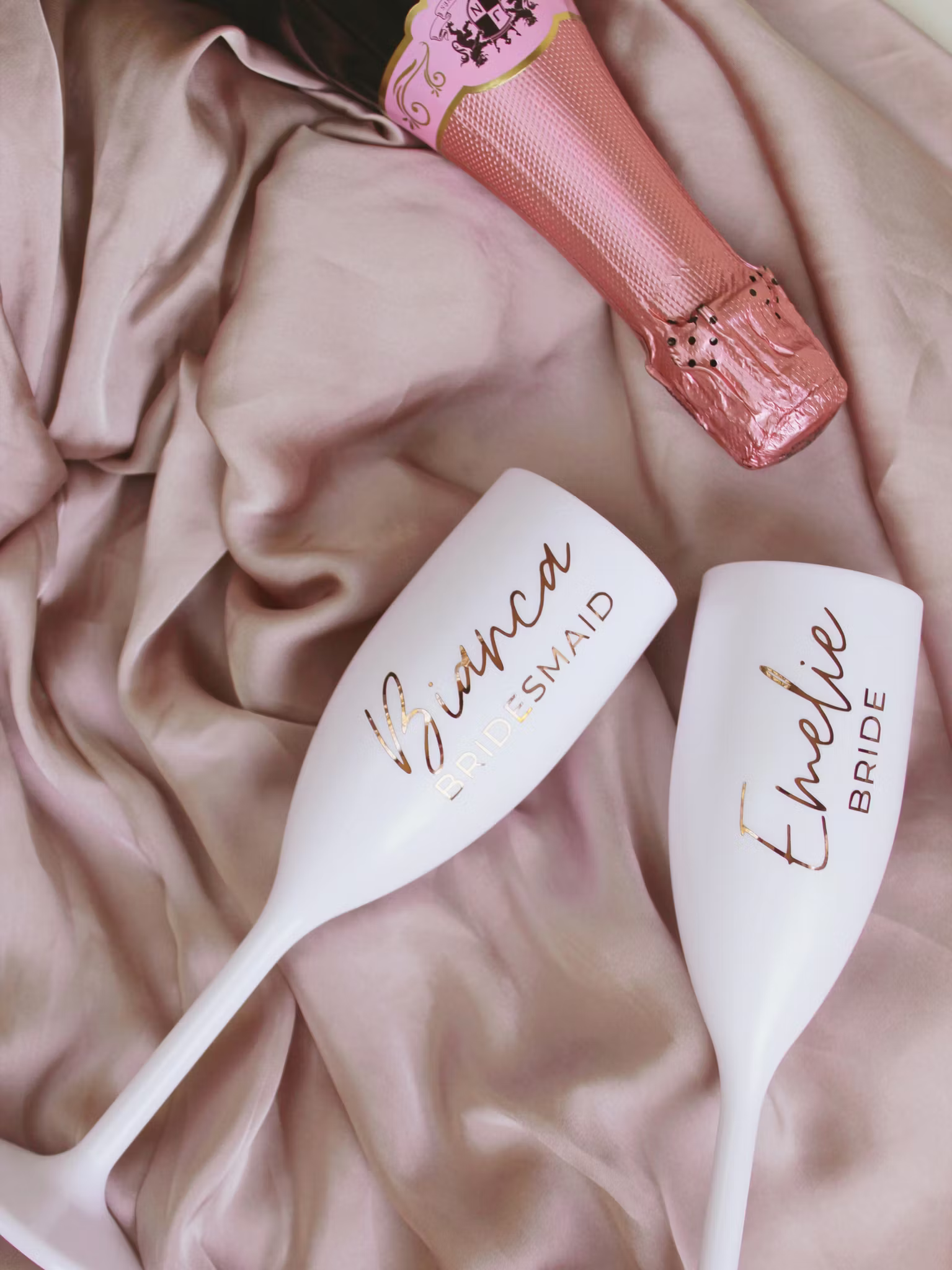 Vitt Champagneglas med Personlig Text