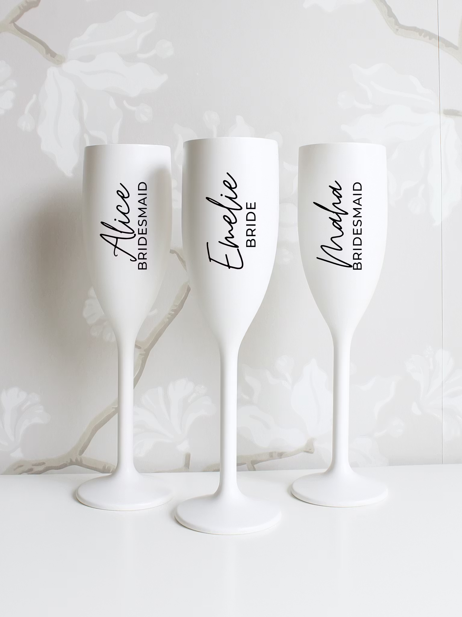 Vitt Champagneglas med Personlig Text