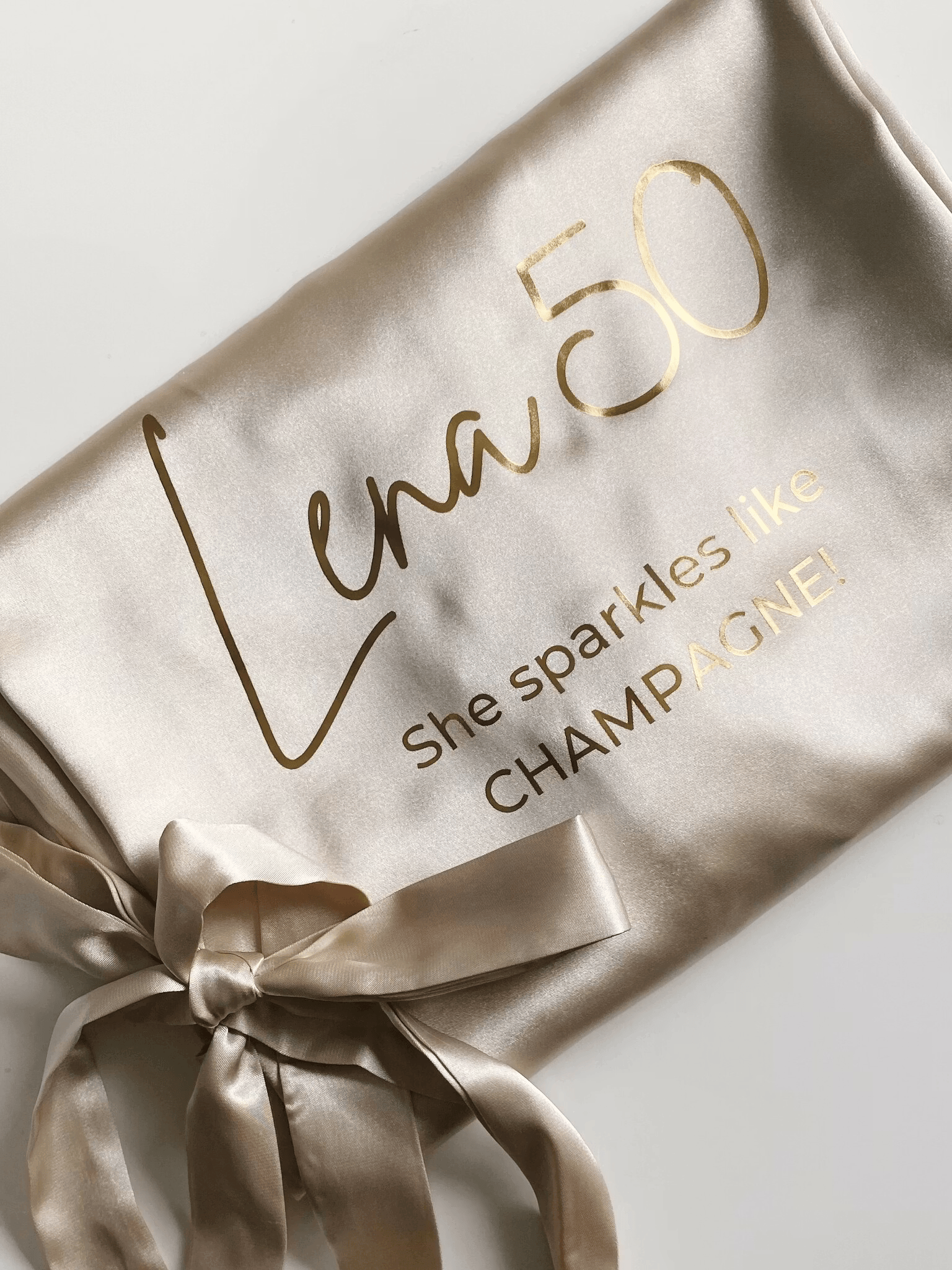 Lång Personlig morgonrock i exklusiv satin med tryck