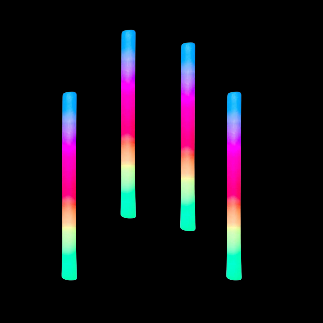 Party glödpinnar – LED-upplysta skumstavar med 3 blinkande färglägen