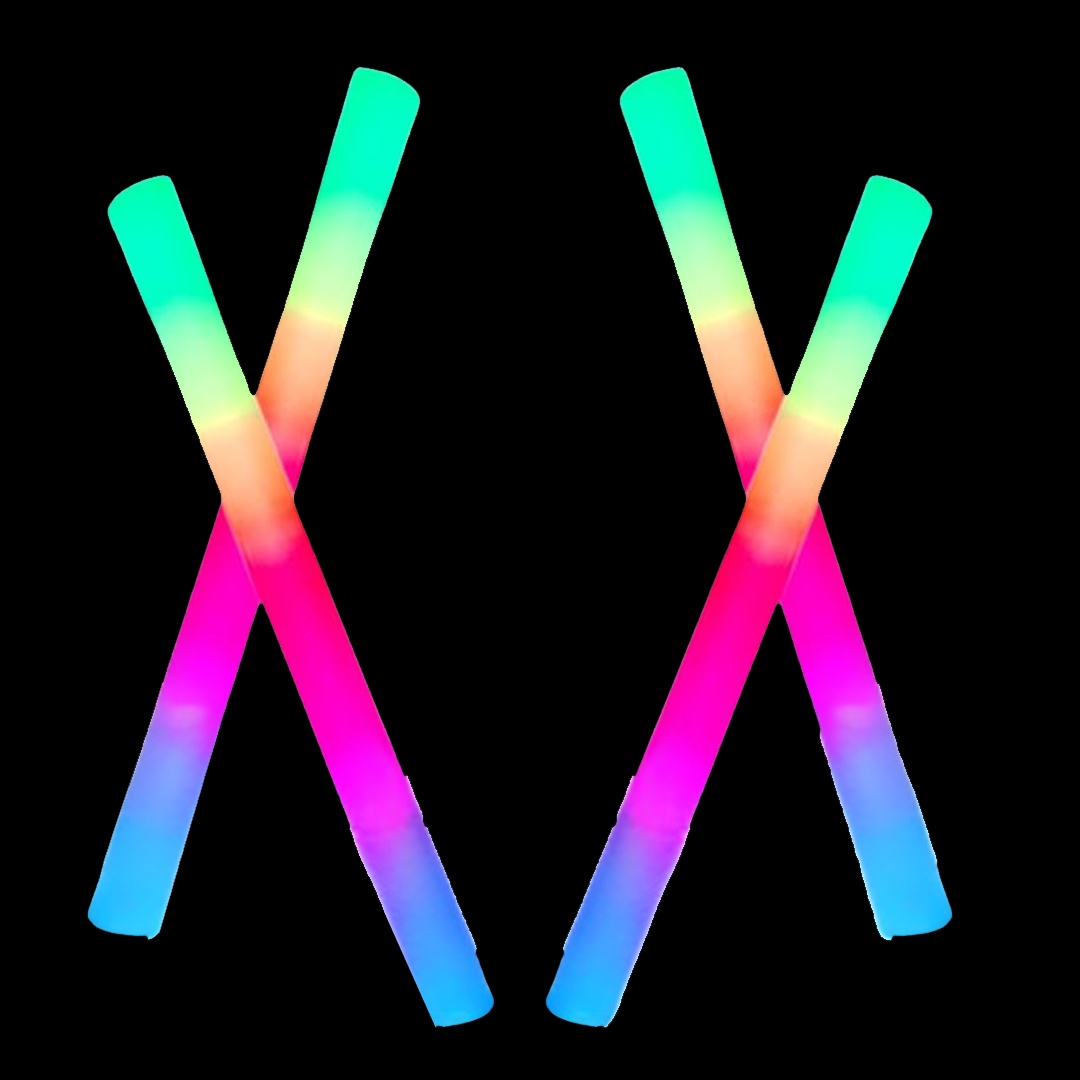 Party glödpinnar – LED-upplysta skumstavar med 3 blinkande färglägen